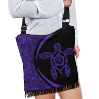 Hawaii Turtle Polynesian Crossbody Boho Handbag-Circle Style Purple - Polynesian Pride