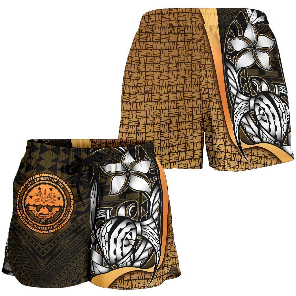 Federated States of Micronesia Women's Shorts Gold - Turtle With Hook - Polynesian Pride