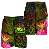 Samoa Polynesian Men's Shorts - Hibiscus and Banana Leaves - Polynesian Pride