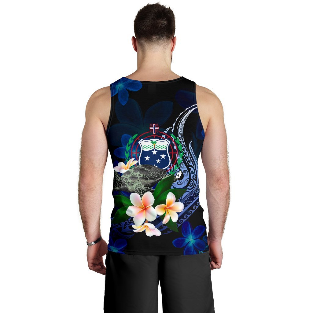Samoa Polynesian Men's Tank Top - Turtle With Plumeria Flowers - Polynesian Pride