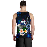 Samoa Polynesian Men's Tank Top - Turtle With Plumeria Flowers - Polynesian Pride