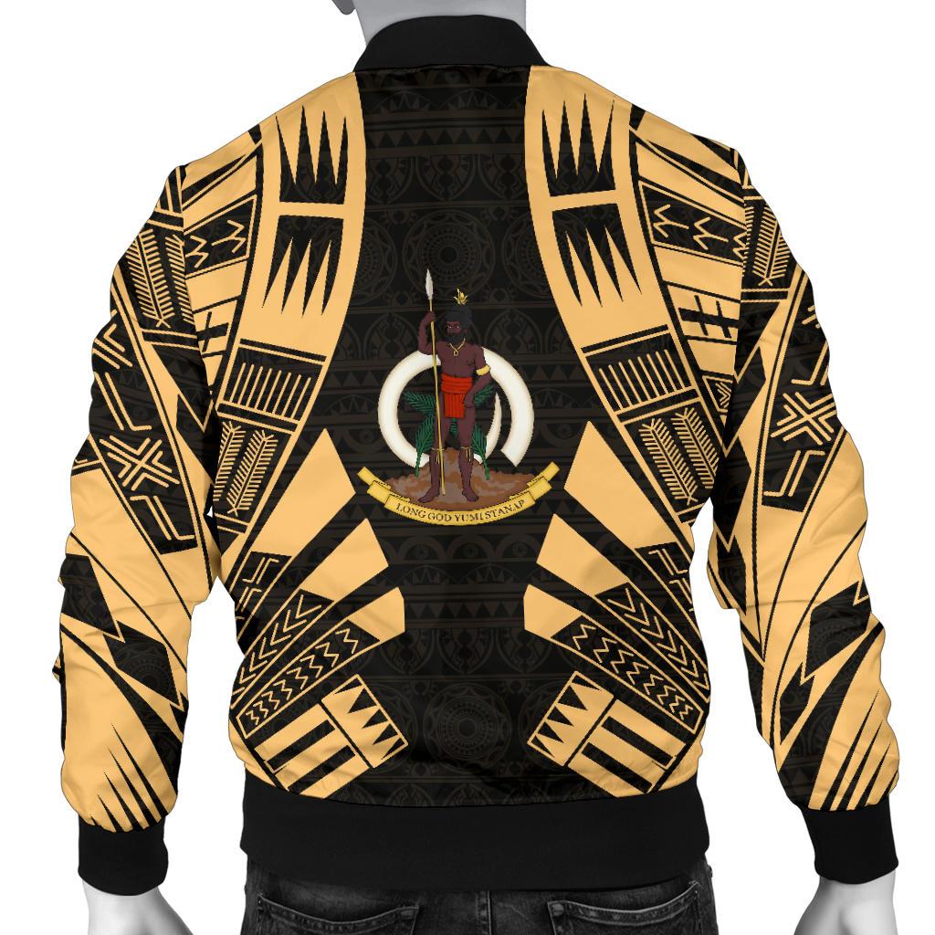 Vanuatu Men Bomber Jackets - Polynesian Tattoo Gold - Polynesian Pride