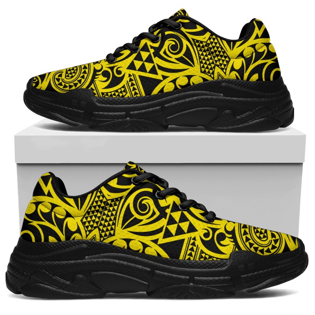 Polynesian Kakau Turtle Yellow Chunky Sneakers - Polynesian Pride
