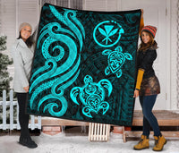 Hawaii Premium Quilt - Turquoise Tentacle Turtle - Polynesian Pride
