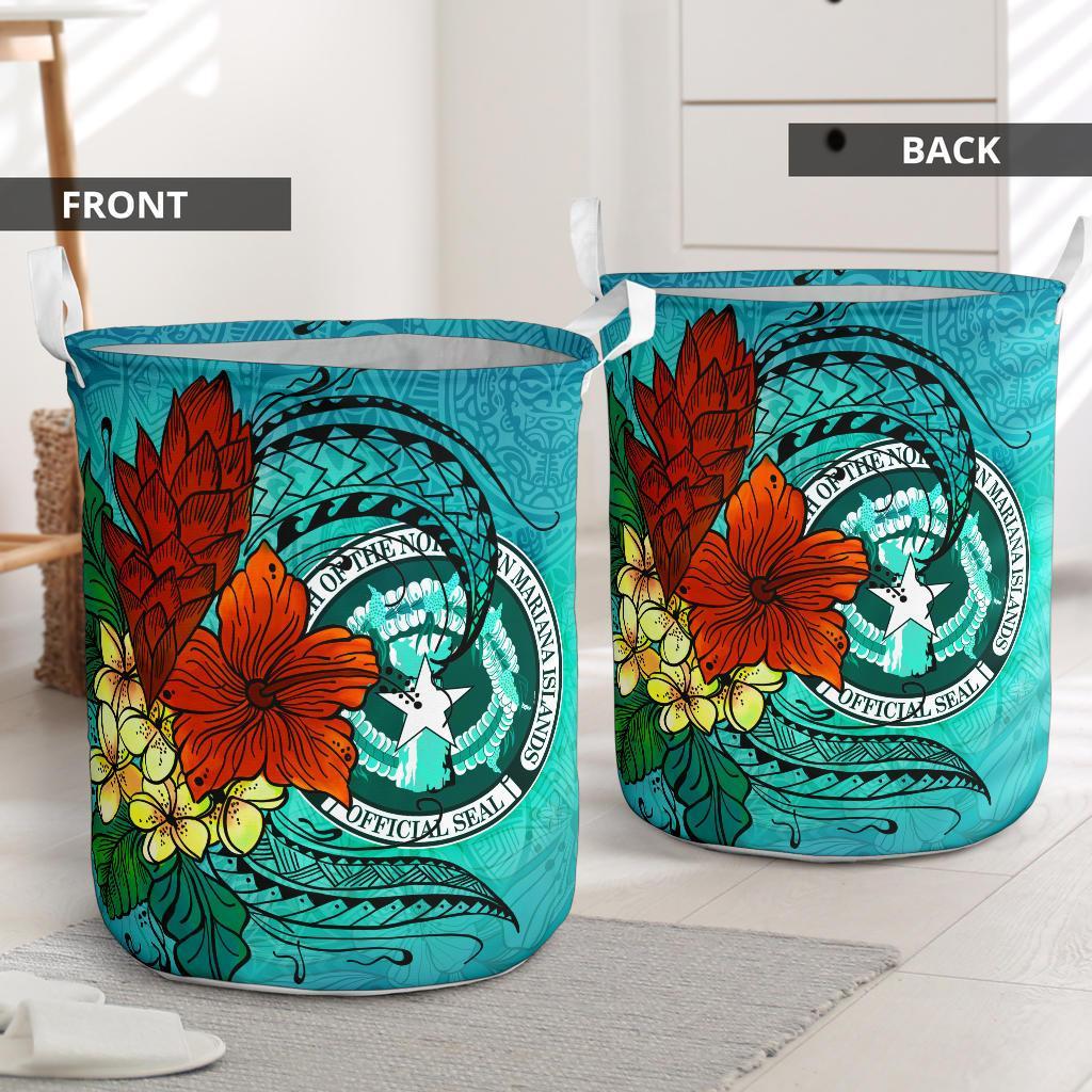 Northern Mariana Islands Laundry Basket - Tropical Flowers Style - Polynesian Pride
