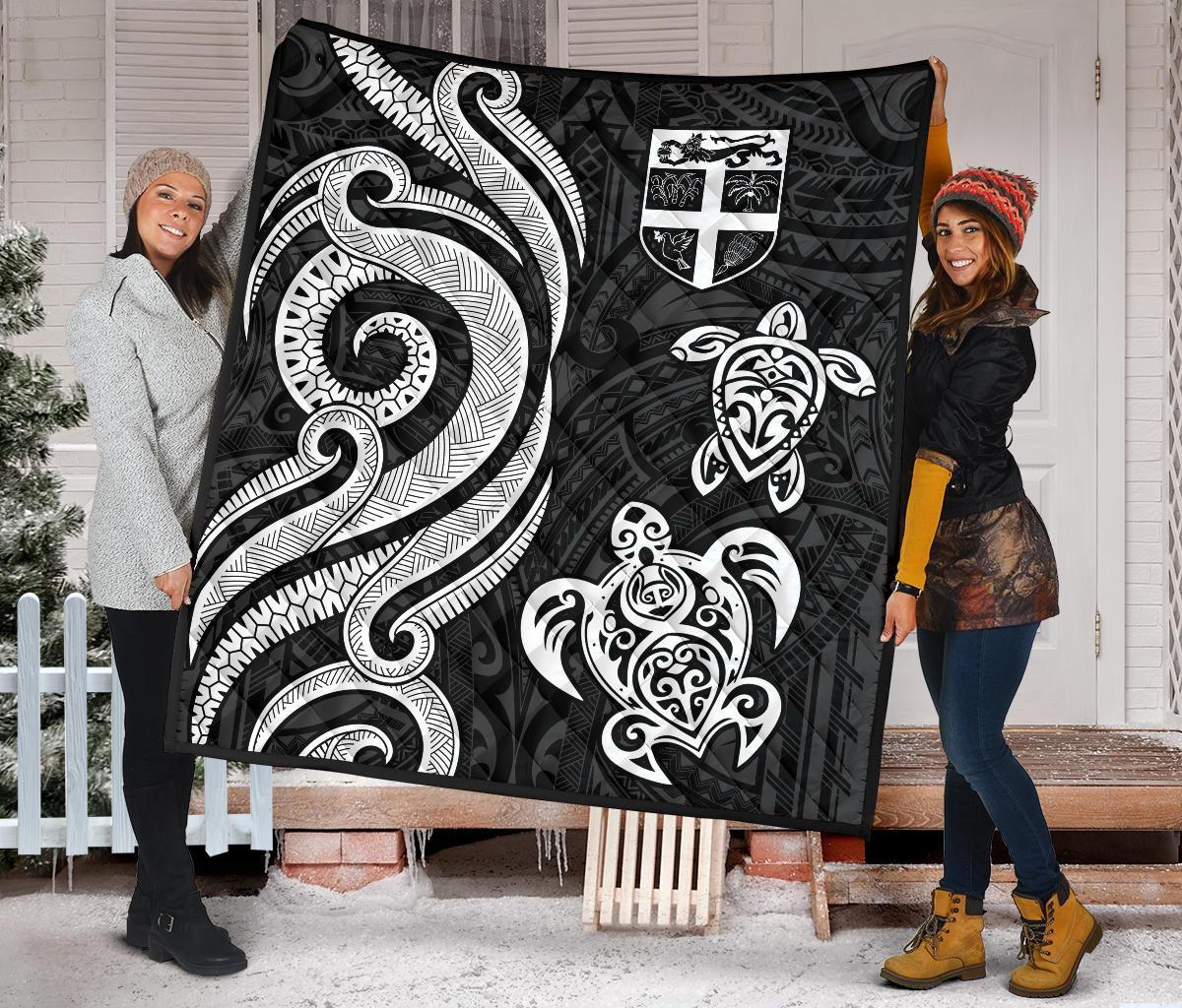 Fiji Polynesian Premium Quilt - White Tentacle Turtle - Polynesian Pride