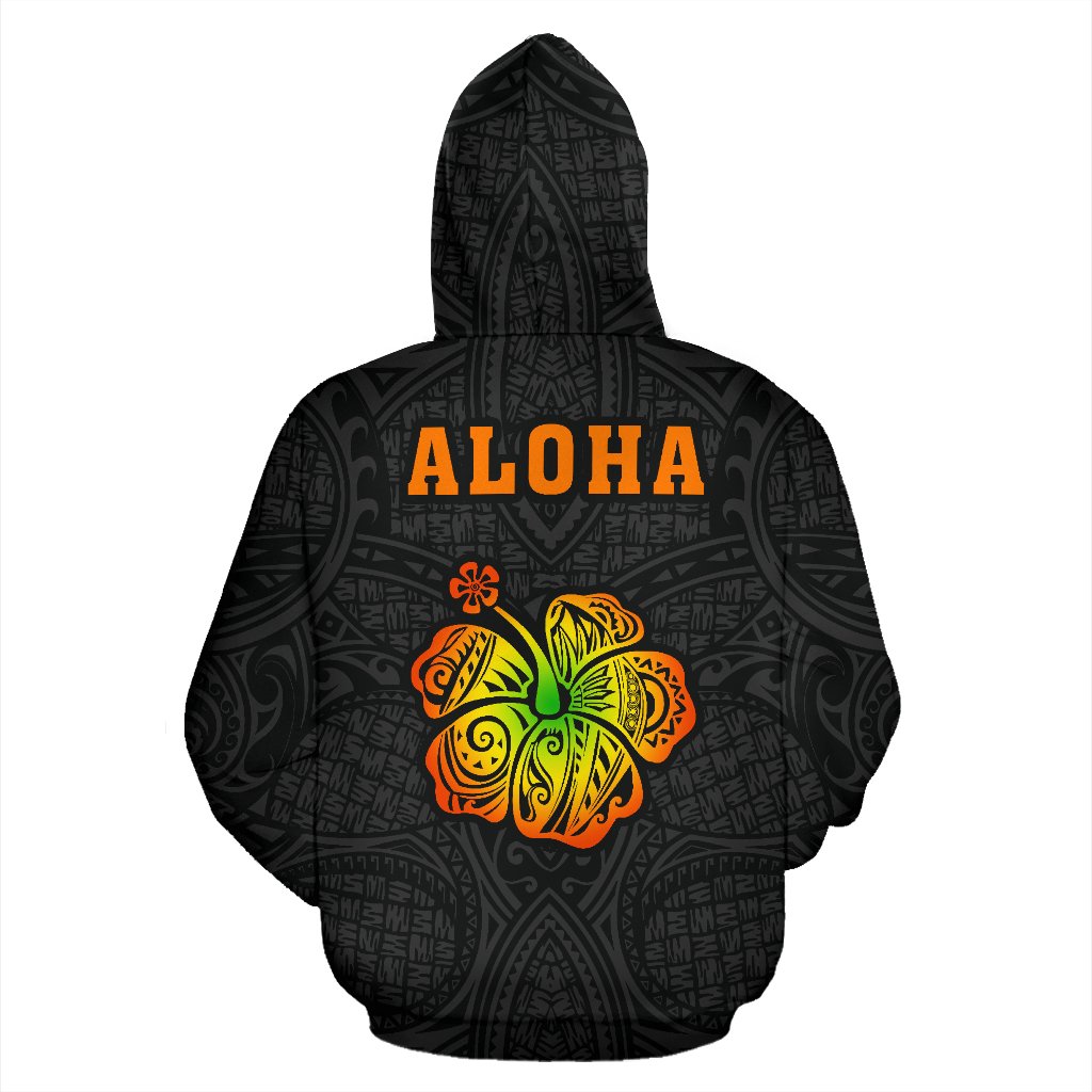 Polynesian Kakau Aloha Hula Girl Hibiscus Hawaii Hoodie - Polynesian Pride