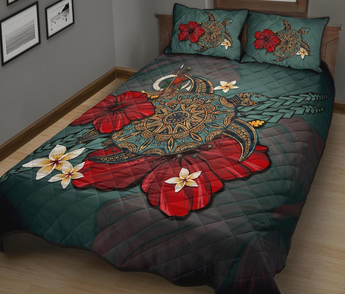 Vanuatu Quilt Bed Set - Blue Turtle Tribal No - Polynesian Pride