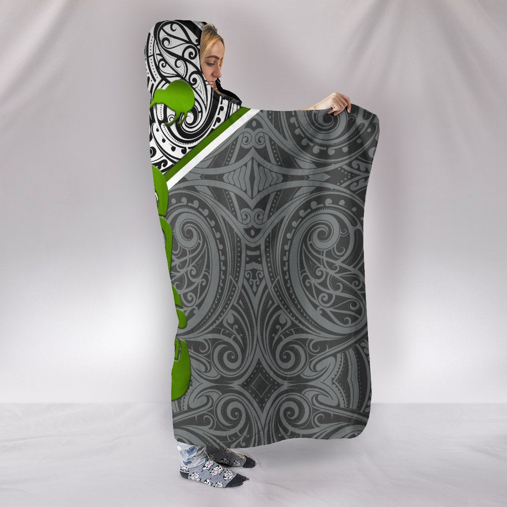 New Zealand Maori Rugby Hooded Blanket Pride Version - Gray - Polynesian Pride