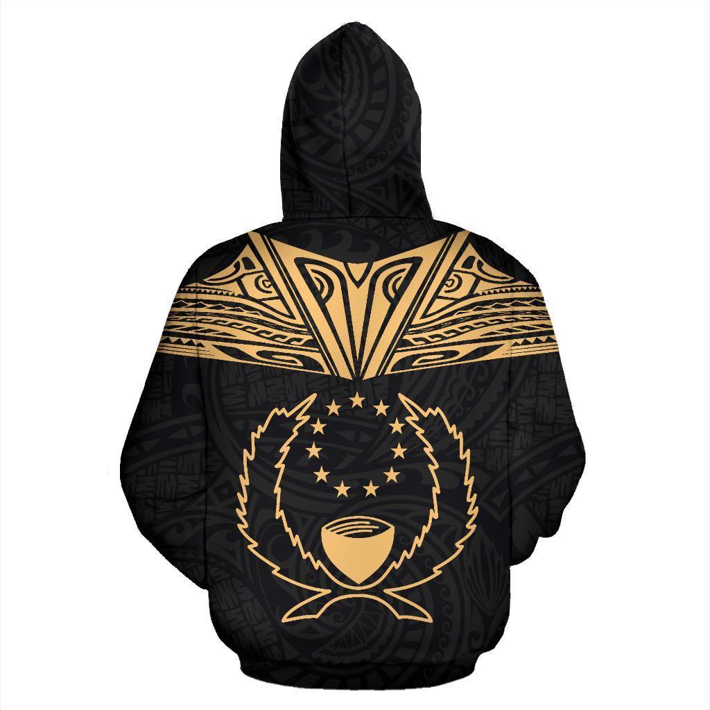Pohnpei All Over Zip up Hoodie Gold Neck Style - Polynesian Pride