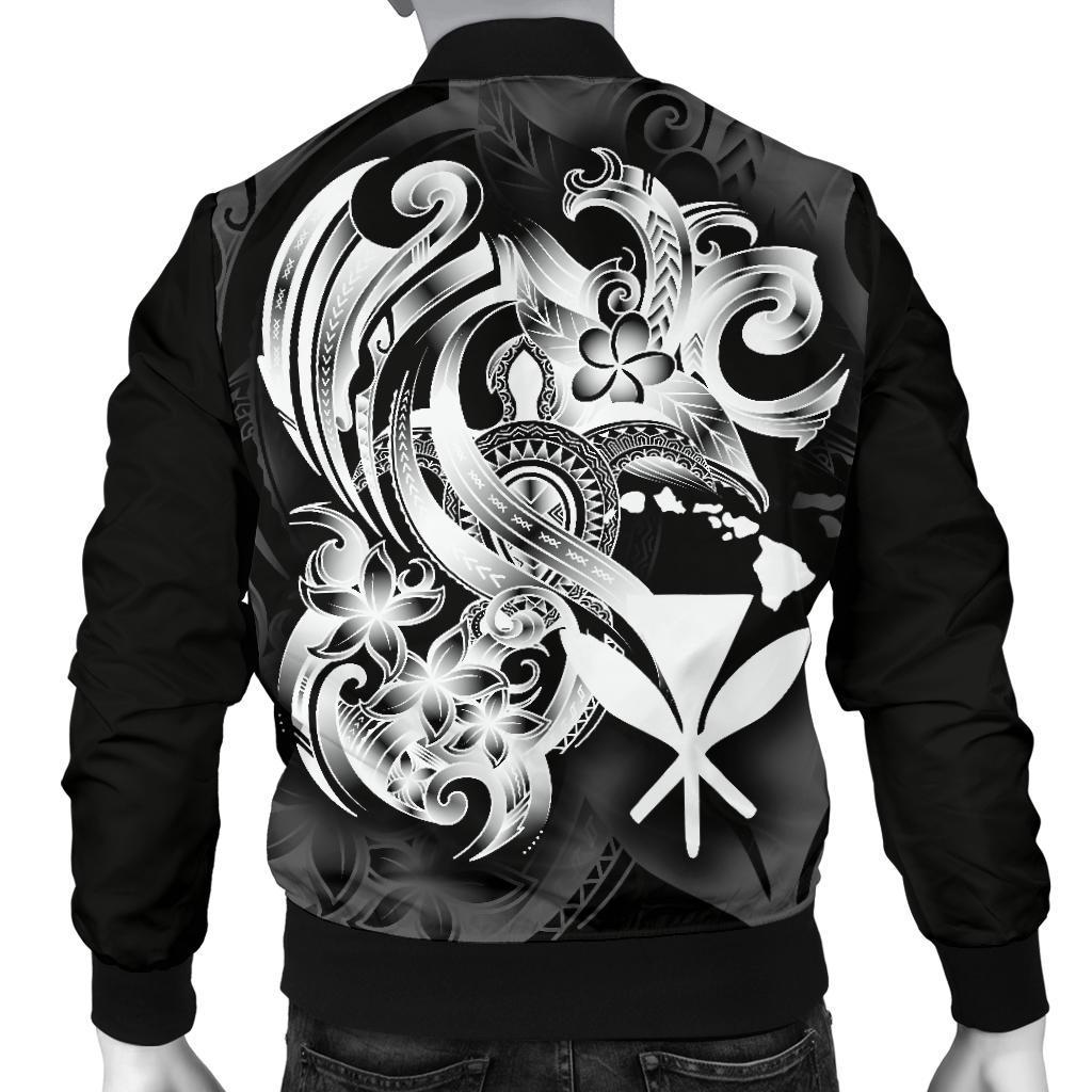 Polynesian Hawaii Men's Bomber Jacket - Kanaka Maoli White Turtle - Polynesian Pride