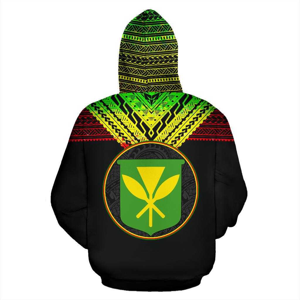 Hawaii Kanaka Maoli All Over Custom Zip up Hoodie Reggae Color - Polynesian Pride