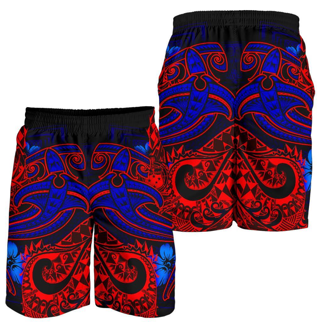 Samoa Men's Shorts - Blue Shark Polynesian Tattoo - Polynesian Pride