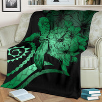 Hawaii Turtle Hibiscus Polynesian Vintage Premium Blanket - Green - Polynesian Pride