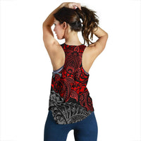 Polynesian Hawaii (Kanaka Maoli) Women's Racerback Tank - Red Turtle Hibiscus Flowing - Polynesian Pride