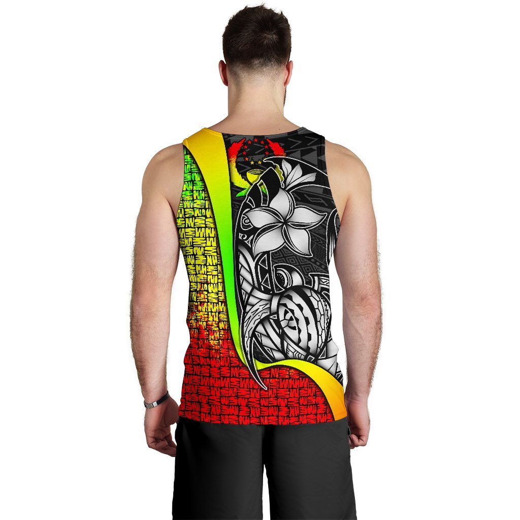 Pohnpei Micronesia Men's Tank Top Reggae - Turtle With Hook - Polynesian Pride