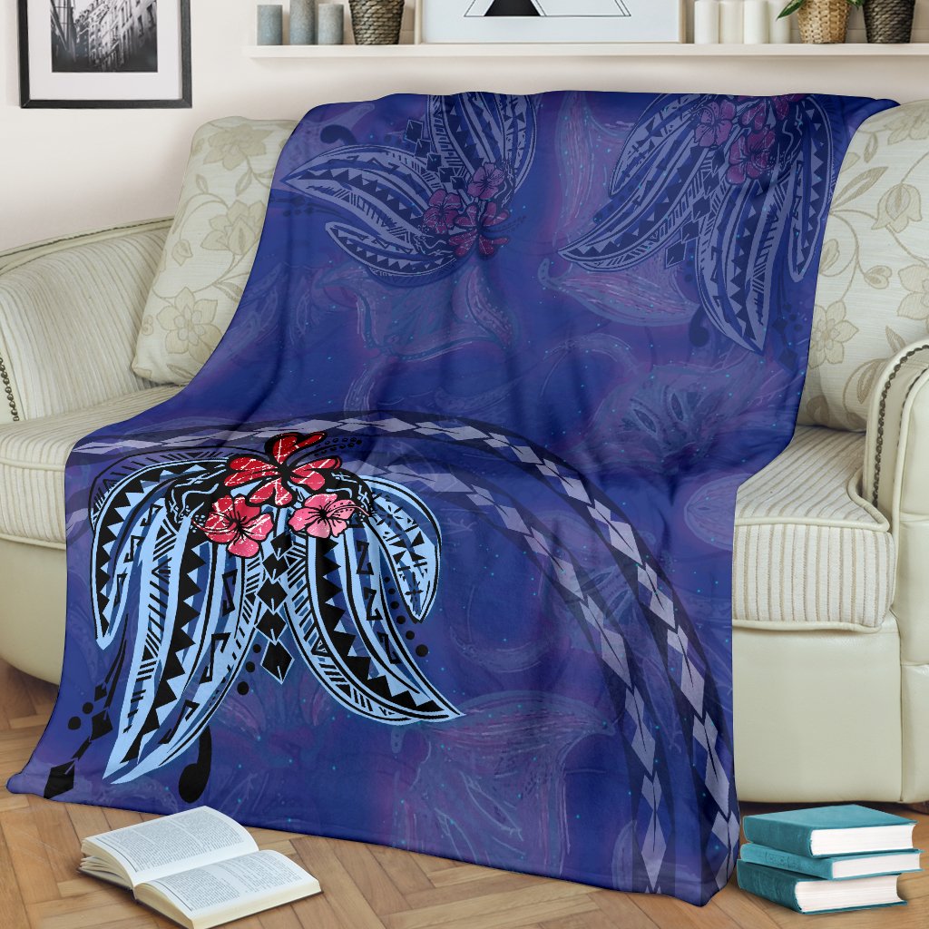 Hibiscus Flowers Premium Blanket - Polynesian Patterns Style - Polynesian Pride