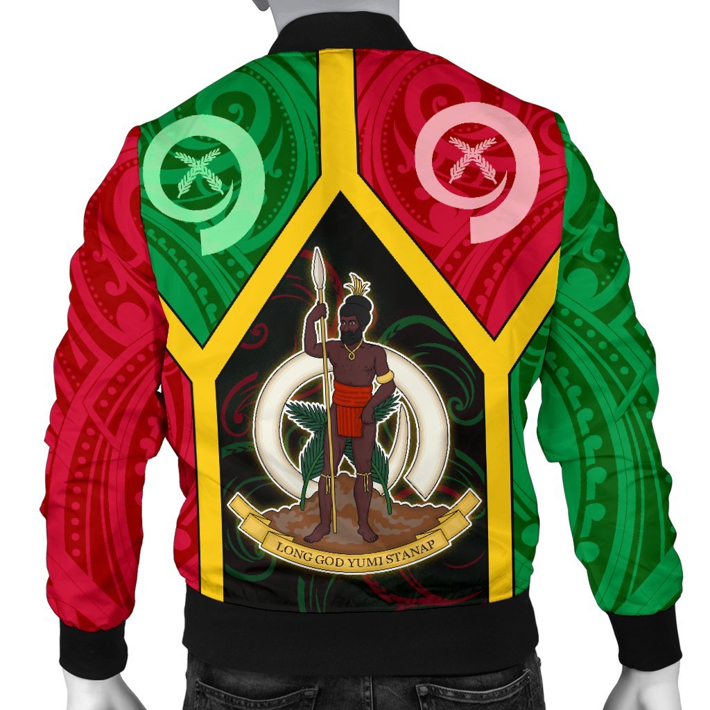 Polynesian Vanuatu Custom Personalised Men's Bomber Jacket - Vanuatu Flag and Coat Of Arms - Polynesian Pride