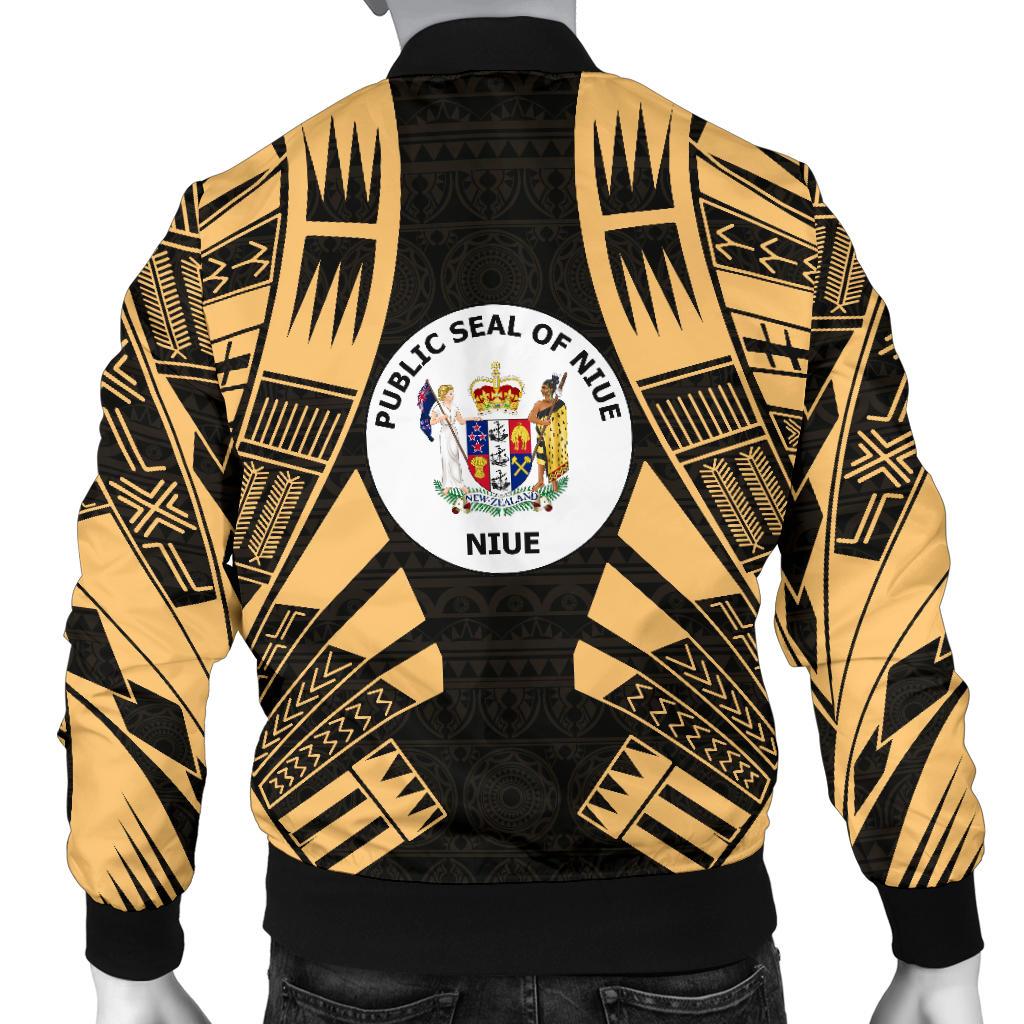Niue Men Bomber Jackets - Polynesian Tattoo Gold - Polynesian Pride