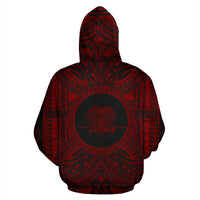 Papua New Guinea ll Over Hoodie Papua New Guinea Coat of rms Polynesian Red Black - Polynesian Pride