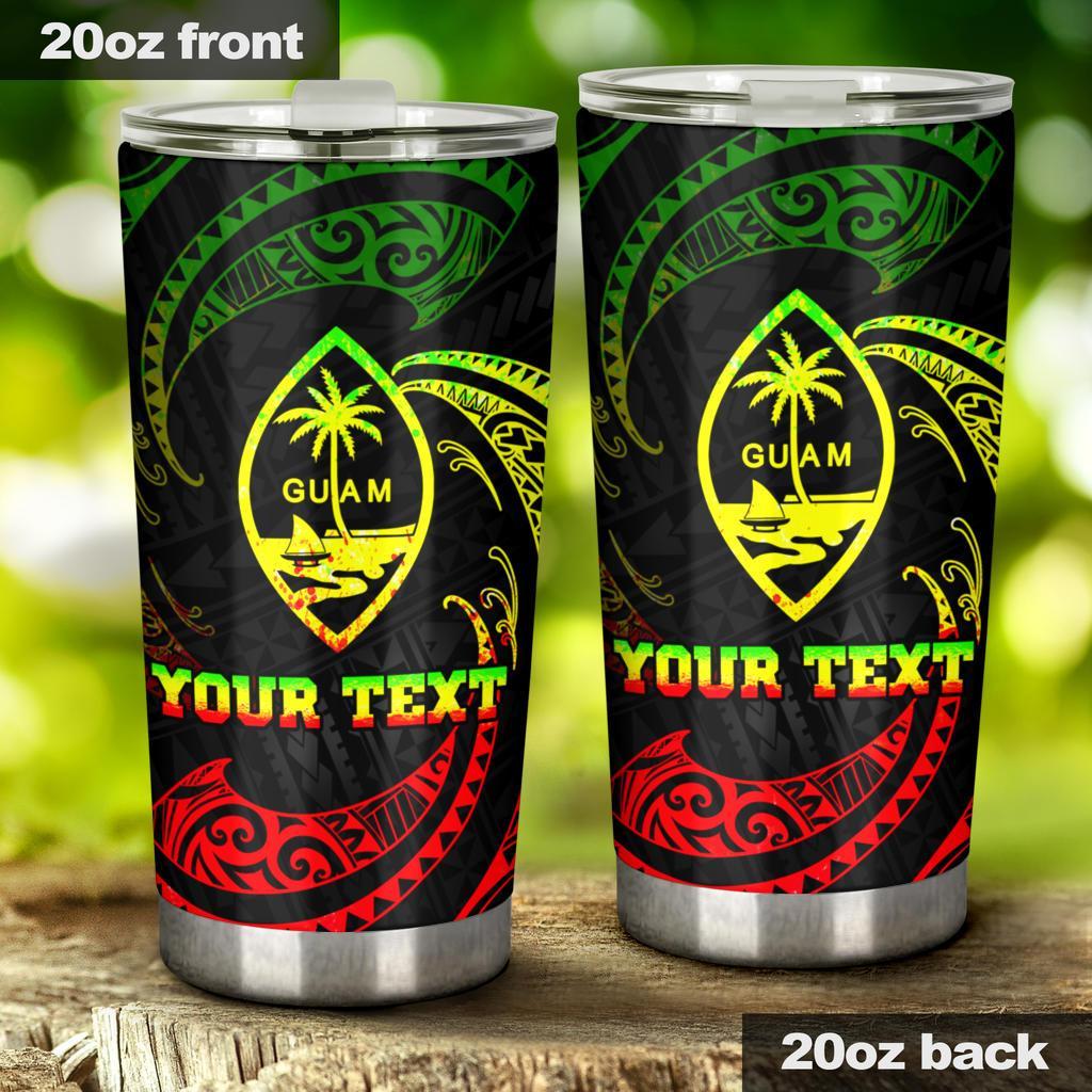 Guam Polynesian Custom Personalised Tumbler - Reggae Tribal Wave One Style 20oz Large Reggae - Polynesian Pride