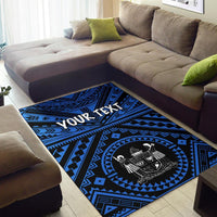 Fiji Personalised Area Rug - Fiji Seal With Polynesian Tattoo Style ( Blue) - Polynesian Pride