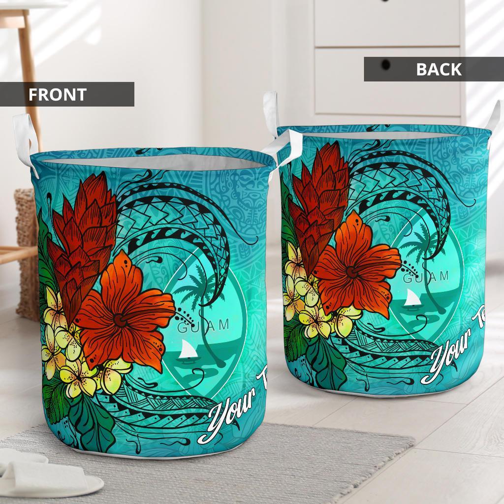Guam Laundry Basket - Custom Personalised Tropical Flowers Style - Polynesian Pride
