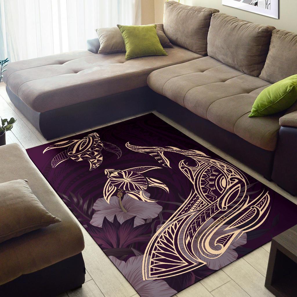 Hawaii Tropical Hibiscus Aumakua Rug - Lucas Style - Purple Rug - Polynesian Pride