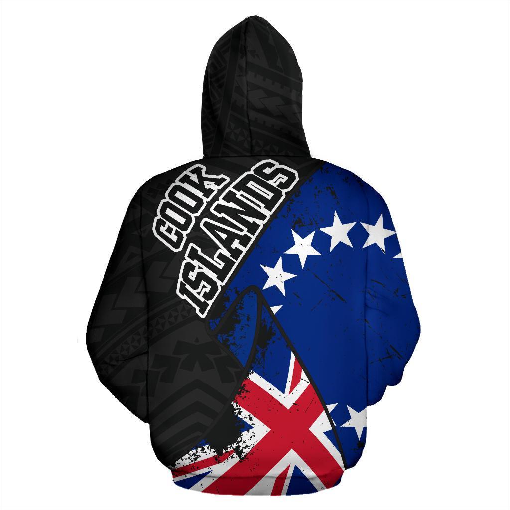 Cook Islands Zip up Hoodie Cook Islands Flag Coat of Arms Grunge Special A02 - Polynesian Pride