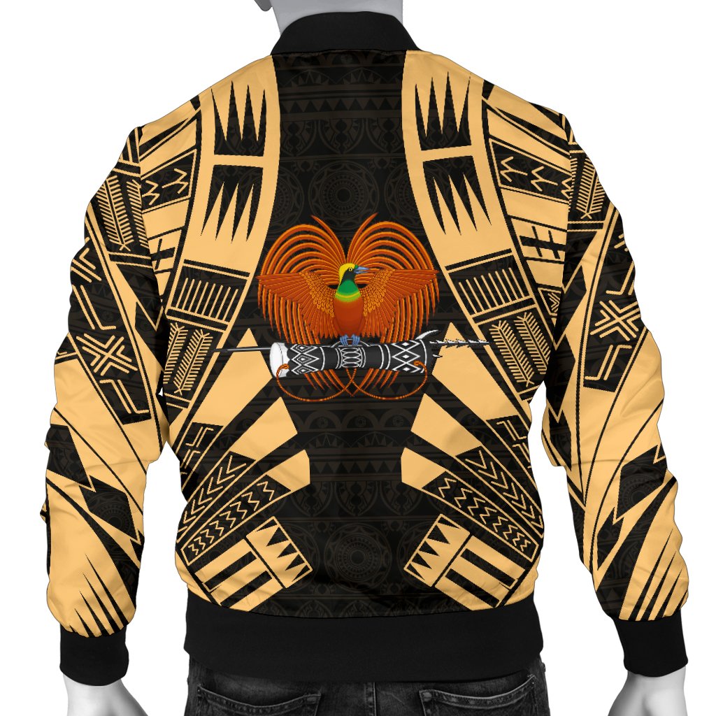 Papua New Guinea Men Bomber Jackets - Polynesian Tattoo Gold - Polynesian Pride