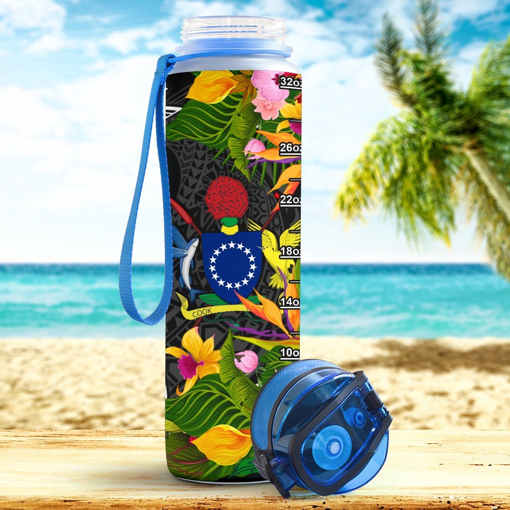 Cook Islands Custom Personalised Hydro Tracking Bottle - Seal Spiral Polynesian Patterns - Polynesian Pride