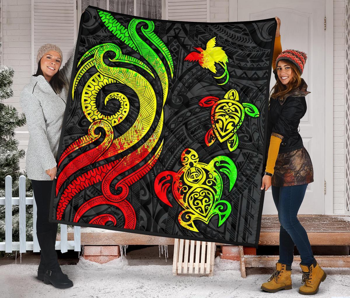Papua New Guinea Premium Quilt - Reggae Tentacle Turtle - Polynesian Pride