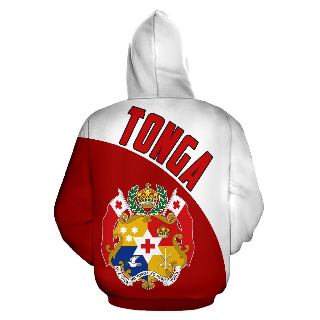 Tonga Zip up Hoodie Tonga Coat of Arms Wave Flag Color - Polynesian Pride