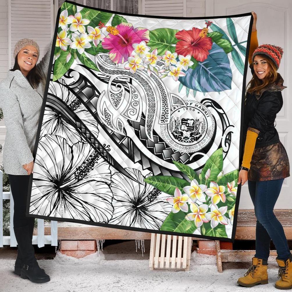 Polynesian Hawaii Premium Quilt - Summer Plumeria (White) - Polynesian Pride