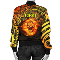 Sun In Leo Zodiac Women Bomber Jacket Polynesian Tattoo Unique Vibes - Polynesian Pride