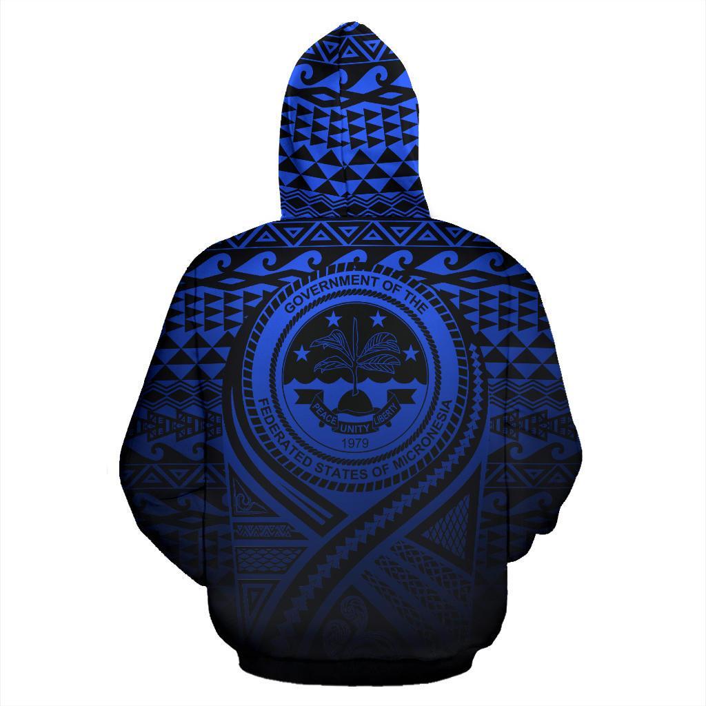 Federated States of Micronesia All Over Zip up Hoodie Lift up Blue - Polynesian Pride