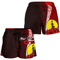 New Caledonia Polynesian Women's Shorts - Coat Of Arm With Hibiscus - Polynesian Pride