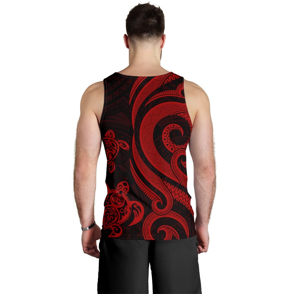 Fiji Polynesian Men Tank Top - Red Tentacle Turtle Crest - Polynesian Pride