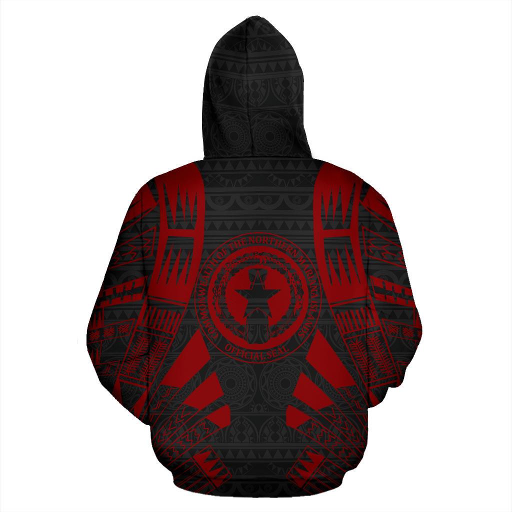 CNMI All Over Hoodie Red Tattoo Style - Polynesian Pride