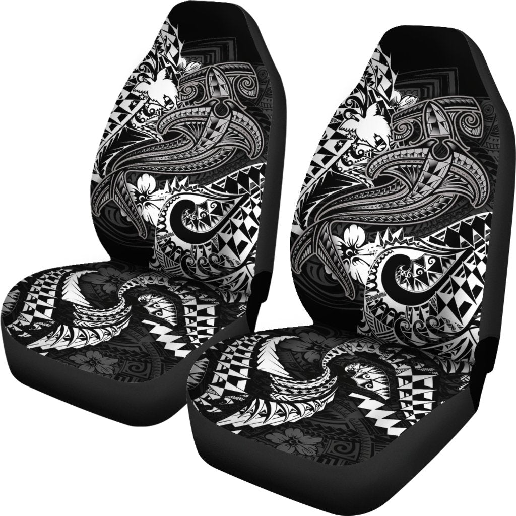 Papua New Guinea Car Seat Covers - White Shark Polynesian Tattoo - Polynesian Pride