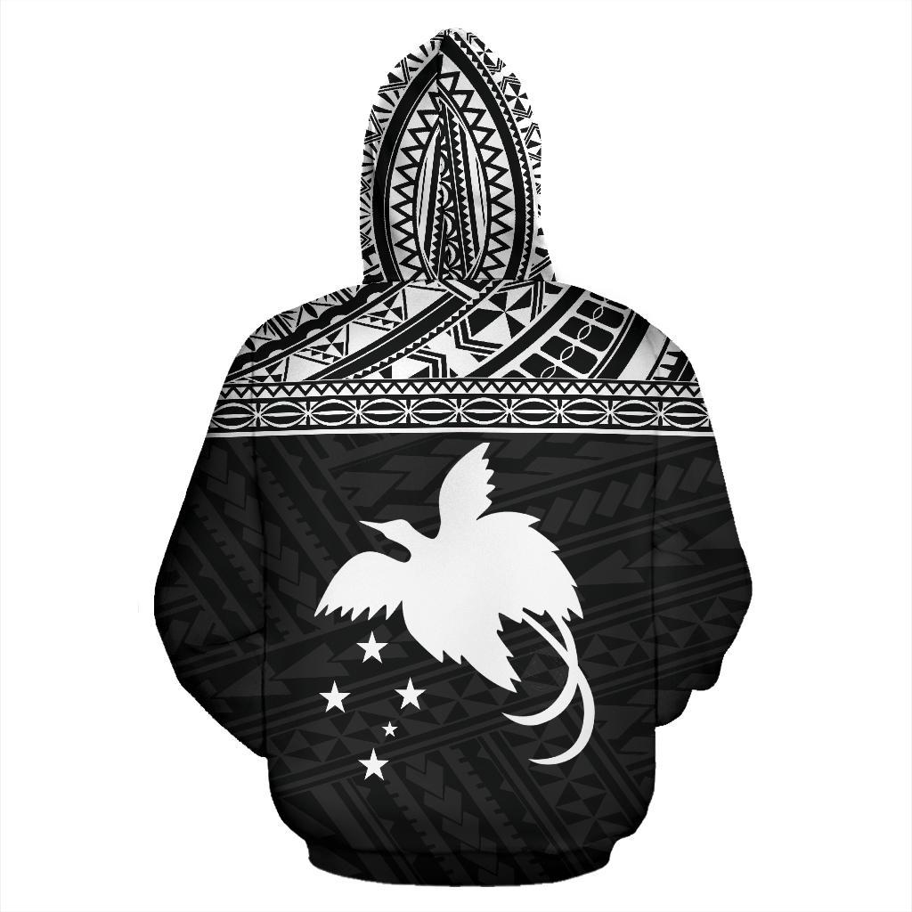 Papua New Guinea Polynesian All Over Zip up Hoodie Black Horizontal - Polynesian Pride