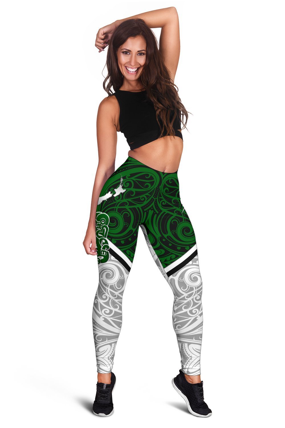 Combo Racerback Tank and Legging New Zealand Maori Rugby Pride Version - White - Polynesian Pride
