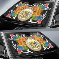 Hawaii Auto Sun Shades - Coat Of Arms With Tropical Flowers - Polynesian Pride