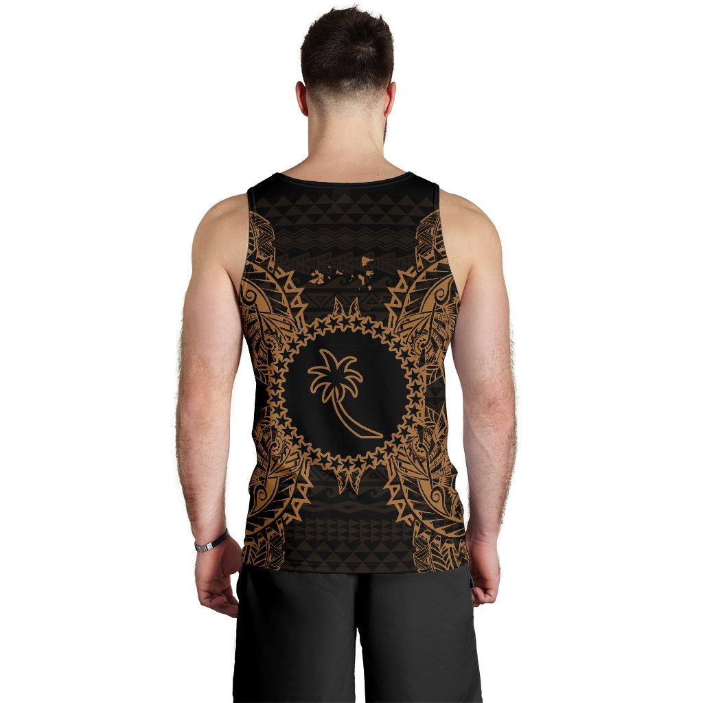 Chuuk Polynesian Men Tank Top Map Gold - Polynesian Pride