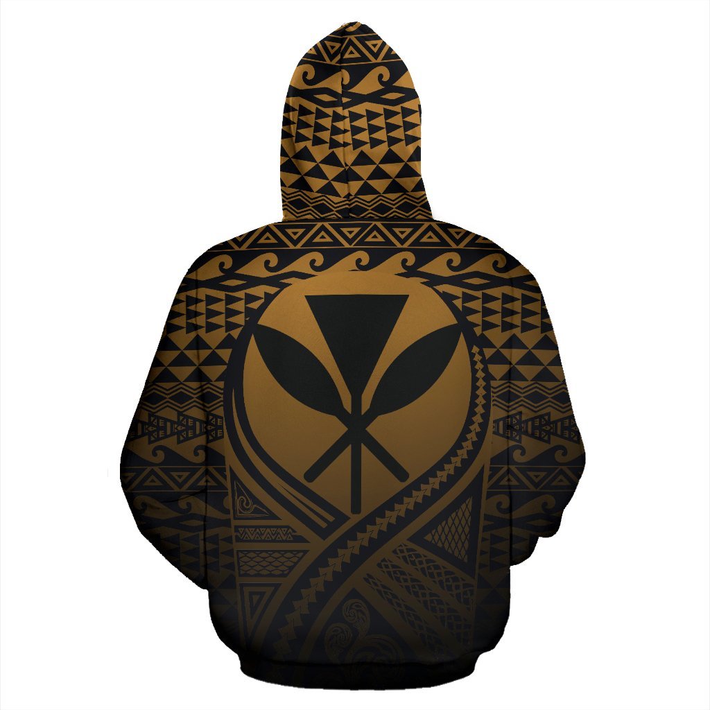 Kanaka Maoli All Over Hoodie Lift up Gold - Polynesian Pride