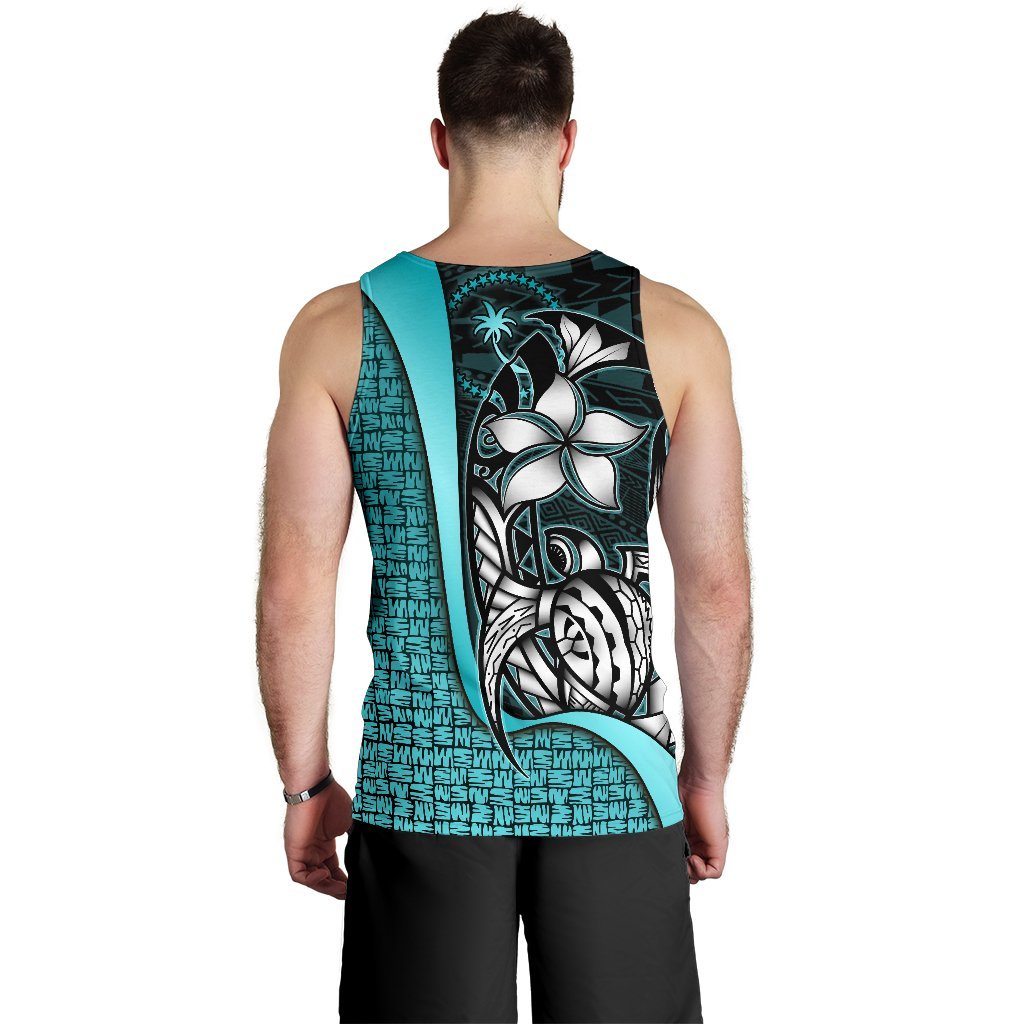 Chuuk Micronesia Men's Tank Top Turquoise - Turtle With Hook - Polynesian Pride