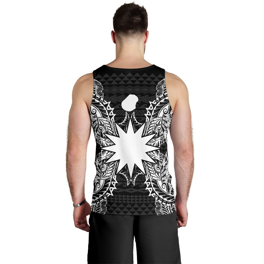 Nauru Polynesian Men Tank Top Map Black - Polynesian Pride