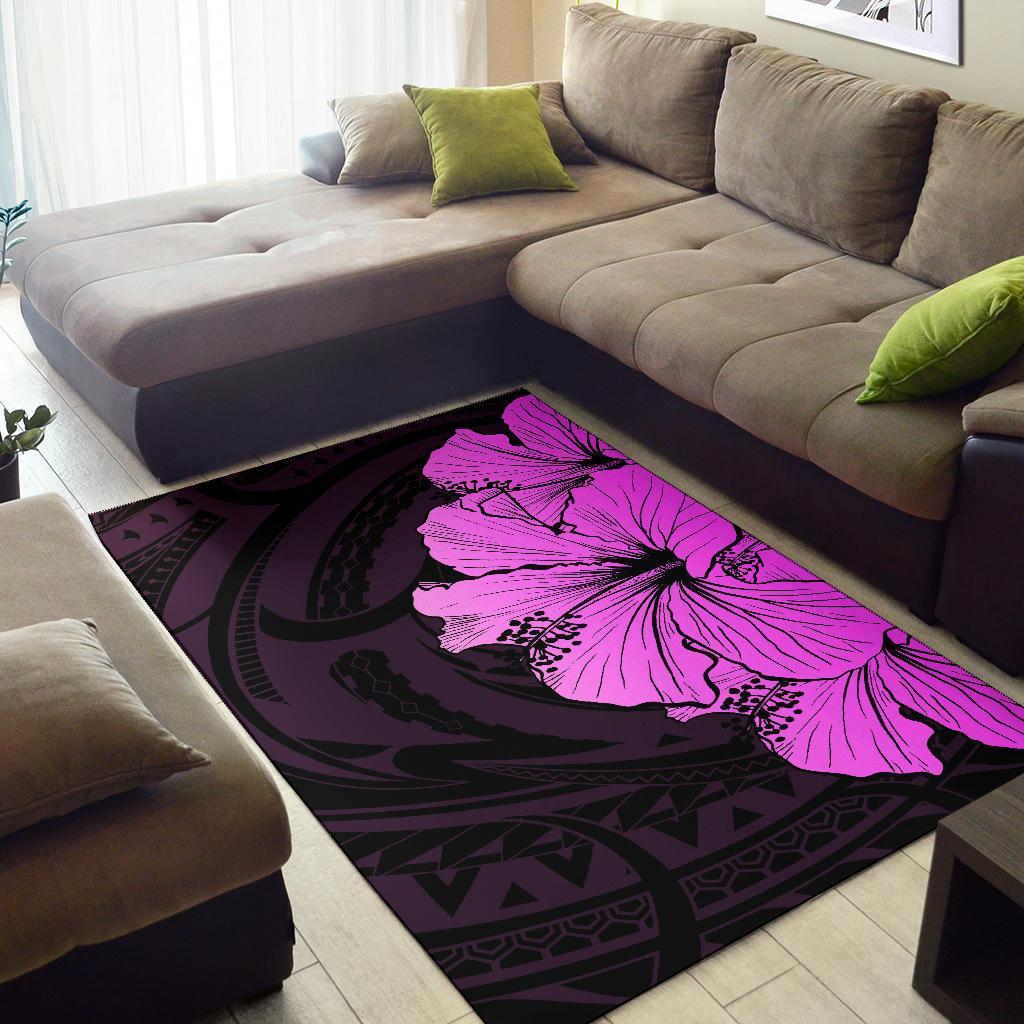 Royal Hibiscus Polynesian Tribal Area Rug Pink AH - Polynesian Pride
