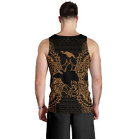 Papua New Guinea Polynesian Men Tank Top Map Gold - Polynesian Pride