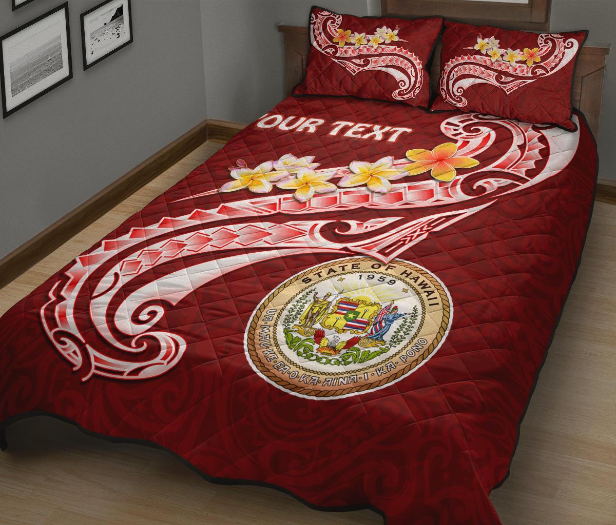 Hawaii Personalised Quilt Bed Set - Hawaii Seal Polynesian Patterns Plumeria - Polynesian Pride